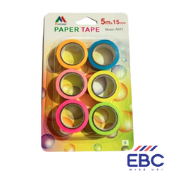 Vibrant Neon Washi Tape Set - 6 Rolls (5m x 15mm)